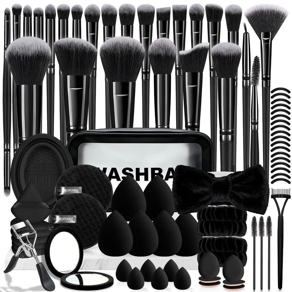 Grnheat 73-piece makeup brush kit in a case for travel and storage.
