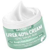 Grocerism Urea Cream bottle shows 40% urea for deep hydration.