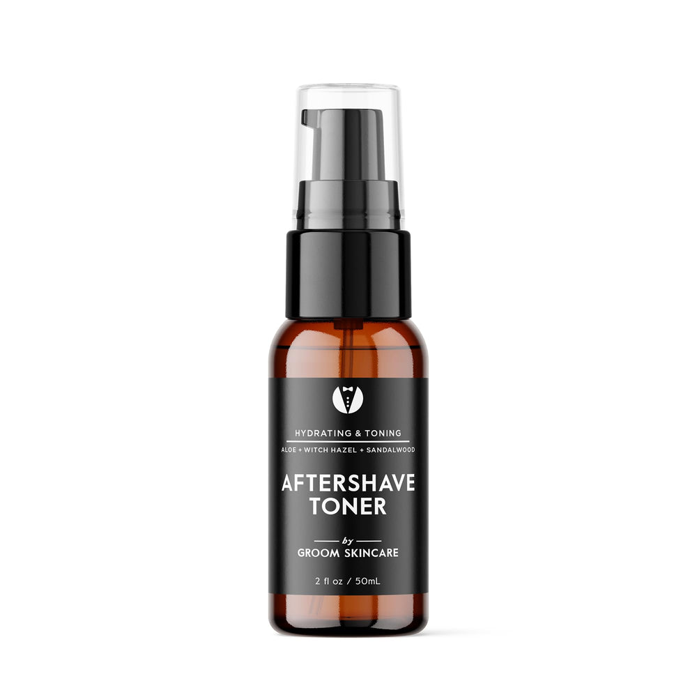 Groom After Shave Toner bottle front for calm, refreshed post-shave skin.
