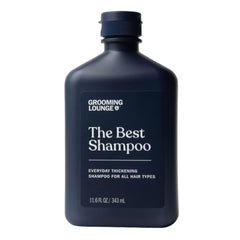 Grooming Lounge Best Shampoo for Men bottle pour shows refreshing scalp cleanse.