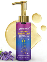GROW DATE Body Firming Oil bottle close-up shows premium hydration