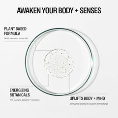 Grown Alchemist Energize Body Cleanser label close-up showing botanical ingredients.