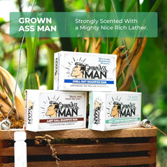 Grown Ass Man Co. solid shampoo bar as body wash for convenient shower routine