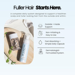 Leave-in foam application demonstrates quick, non-sticky scalp care.