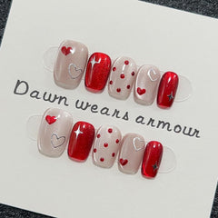 GUAACCB heart press-on nails with glitter stars for a quick date-night look