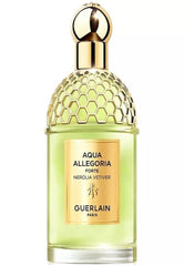 Guerlain Aqua Allegoria Forte Nerolia Vetiver bottle shows vibrant neroli and vetiver blend for daily wear