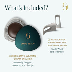 Two replacement precision tips included with GUIDE Line Luxe brown eyeliner
