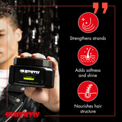 Gummy extreme hold hair gel dispense action emphasizes secure style without stiffness.
