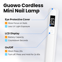 Guowo handheld UV nail lamp side angle showing compact design