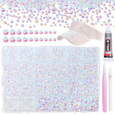 Gutiy 21000pcs white AB rhinestones kit organizer shows sorted sizes for easy crafting.