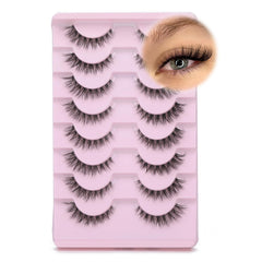 GVEFETIEE cat eye lashes 8-pairs in box for natural daily wear.