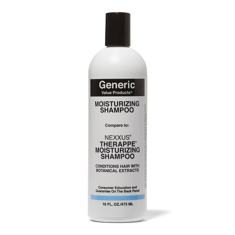 GVP Moisturizing Shampoo bottle shows sun protection and hydrating formula for glossy hair