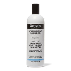 GVP Moisturizing Shampoo bottle shows sun protection and hydrating formula for glossy hair
