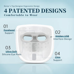 GYH LED mask worn on the face demonstrates comfortable fit and safe distance from skin.