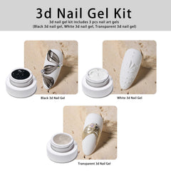 Gyraolvant 3D nail gel white bottle enabling pristine 3D designs