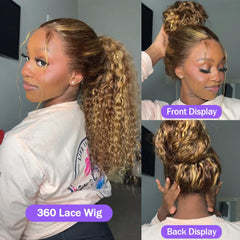 GYRJC 360 HD transparent lace wig blends with skin for an invisible front.