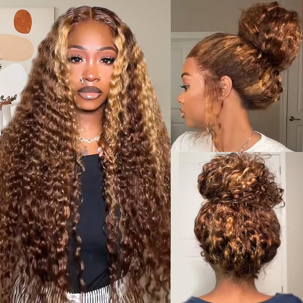 GYRJC ombre honey blonde 360 lace front wig with natural hairline for everyday wear.