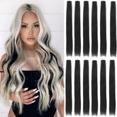 GZVIS 12-pcs black hair extensions in a straight 22 inch style for instant length and color boost