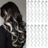 GZVIS 12-piece white clip-in extensions, 22-inch curly style for quick daily styling