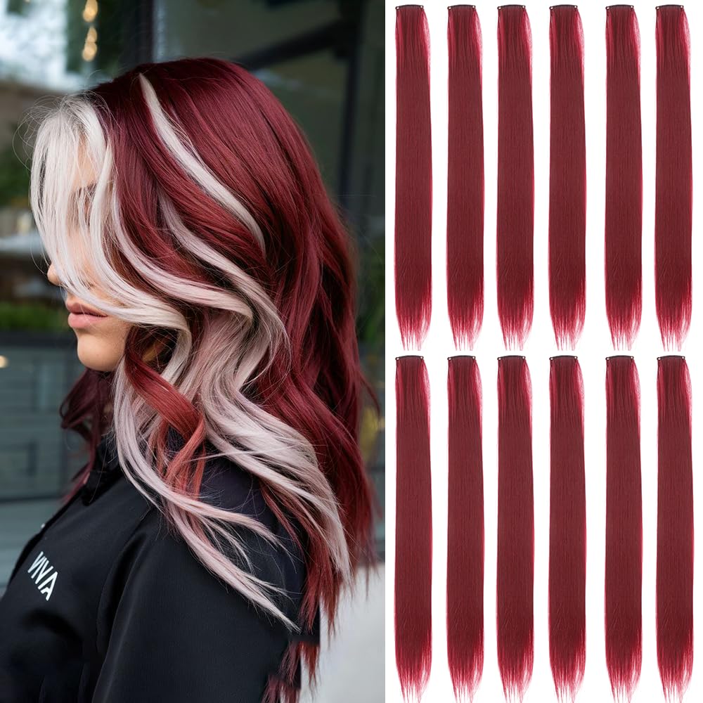 GZVIS burgundy clip-in extensions in independent packaging for tangle-free storage