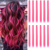 GZVIS hot pink 22in straight clip-in extensions for vibrant party looks.