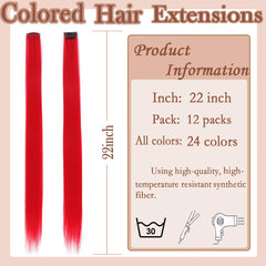 GZVIS red clip-in extensions front view for easy attachment.