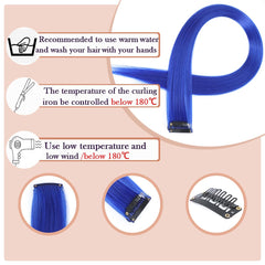 GZVIS seamless front clip-in blue hair for easy wear