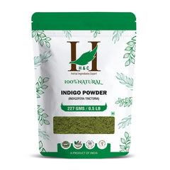 H&C Indigo powder bottle ready for natural hair color enhancement.