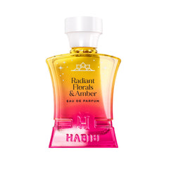 H HABIBI Radiant Florals & Amber Musk bottle front with premium glass.