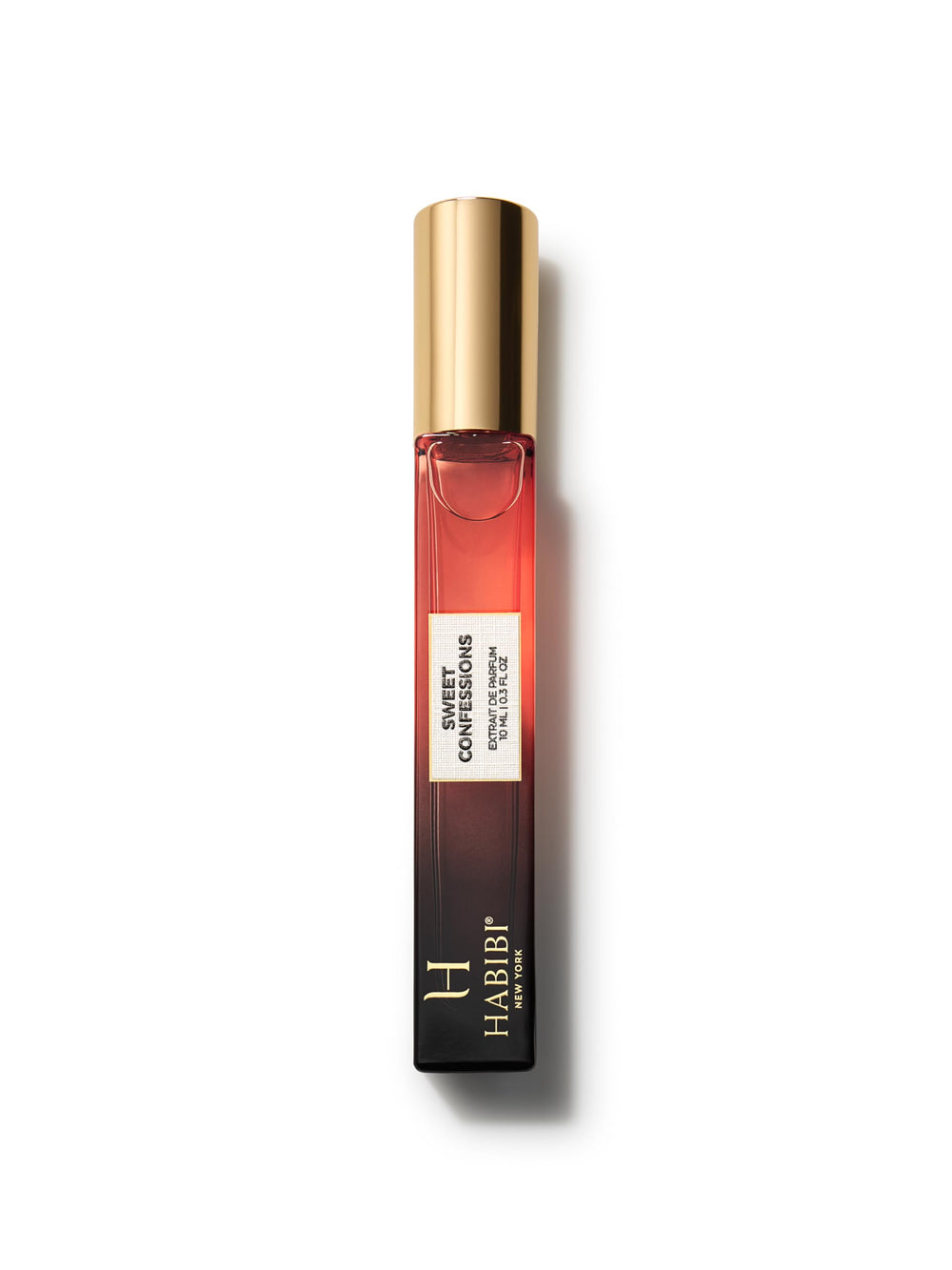H HABIBI Sweet Confessions bottle on display, a sleek travel-ready perfume