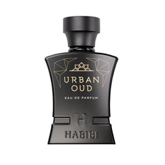 H HABIBI Urban Oud bottle closeup shows premium craftsmanship and lasting presence.