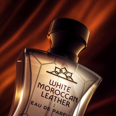 Gift-ready premium packaging box for White Moroccan Leather fragrance.
