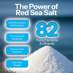 Label highlights Red Sea salt minerals for a nourishing cleansing feel.
