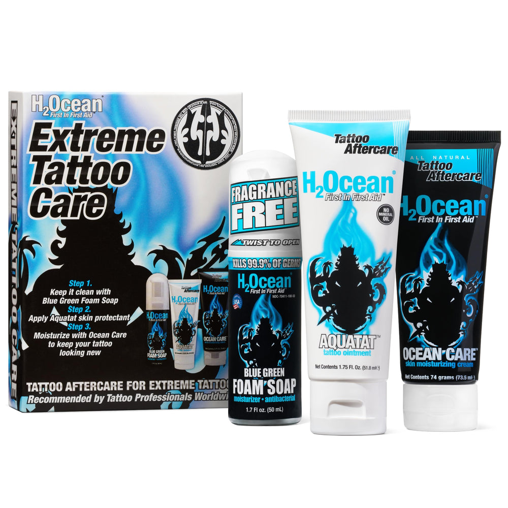 H2Ocean Extreme foam soap bottle for antibacterial cleansing during aftercare