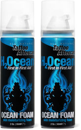 H2Ocean Ocean Foam tattoo aftercare bottle front view for gentle, breathable protection.