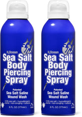 H2Ocean sea salt body piercing spray bottle front view for piercing aftercare.