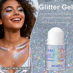 Hacjkaz roll-on glitter application enhances lightweight shimmer for daily or party styles.