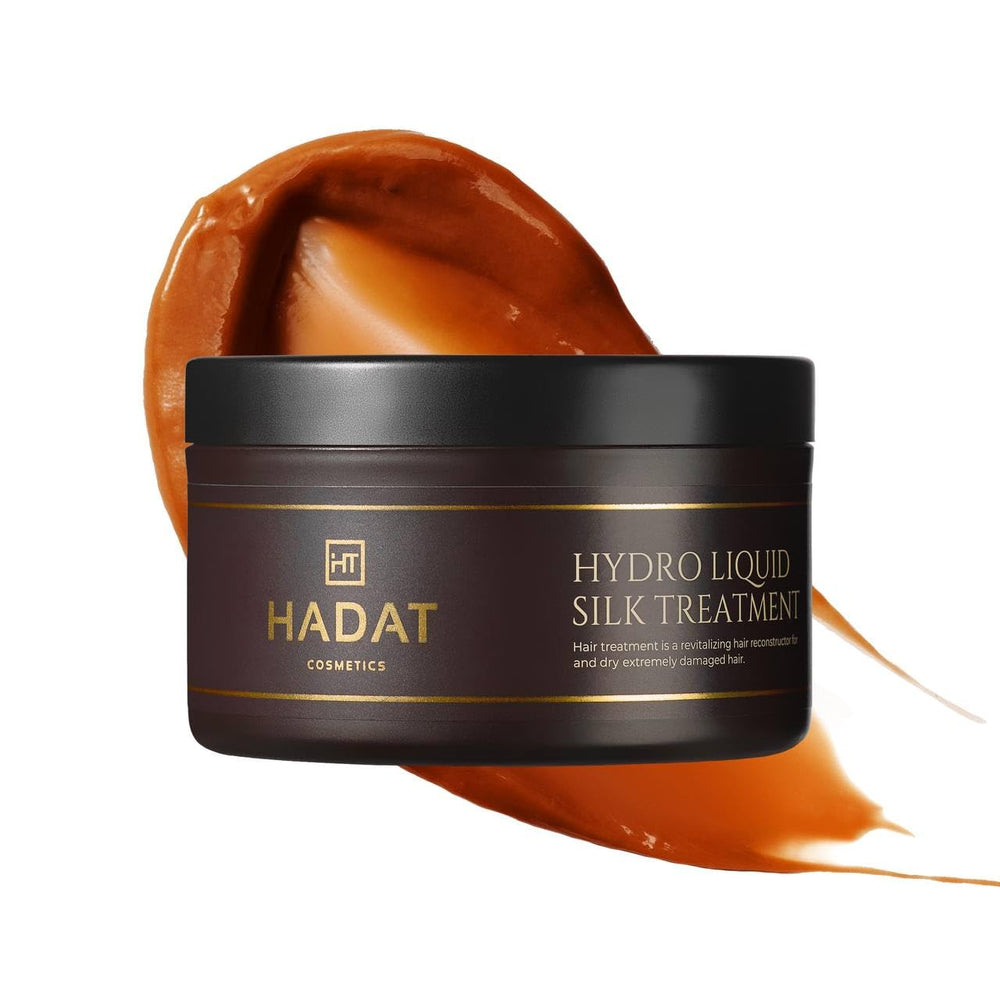 HADAT Liquid Silk Treatment bottle close-up highlighting premium hydration