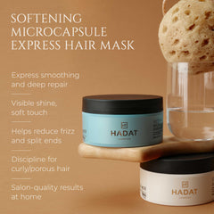 HADAT Cosmetics microcapsule technology illustration shows advanced smoothing benefits.
