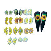 HaFLoNa 3D yellow flower nail art charms close up, ideal for unique nail designs.