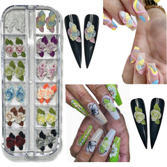 HaFLoNa Rose 3D acrylic nail flowers close-up for vibrant, long-lasting nail art