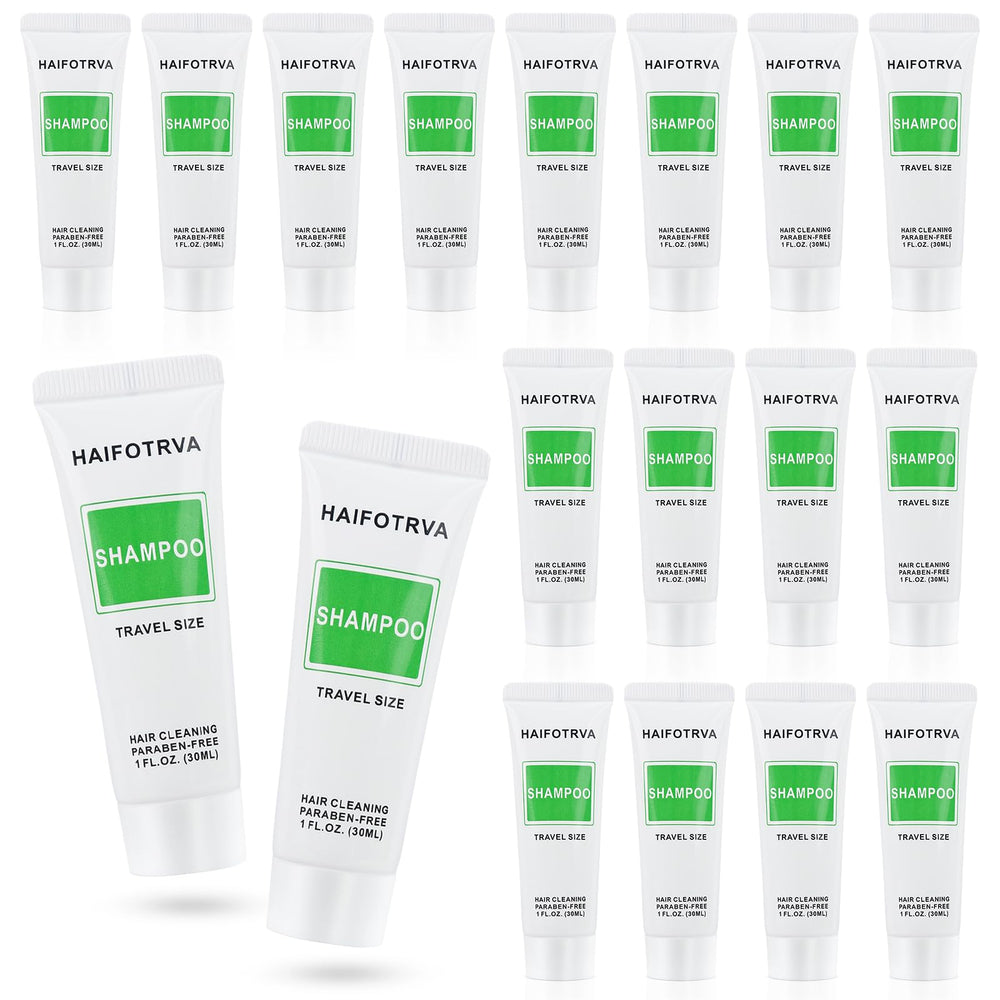 HAIFOTRVA travel shampoo bulk pack with 100 mini bottles, ideal for guest amenities.