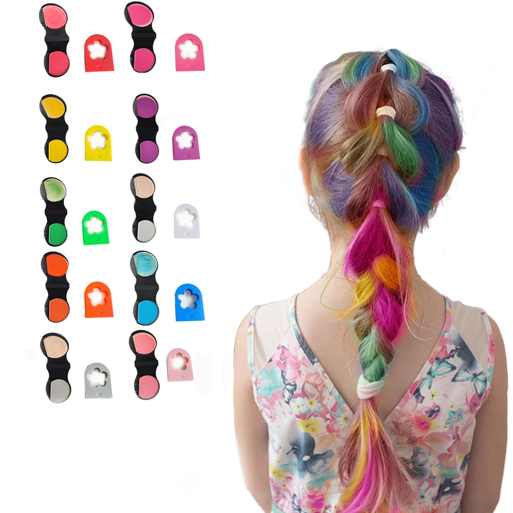 HAIOLORPRO hair chalk 10-color set swatch demonstrates vibrant, washable options
