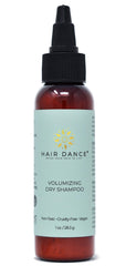 Hair Dance Dry Shampoo Volume Powder bottle shows compact on the go refreshment for oily roots.