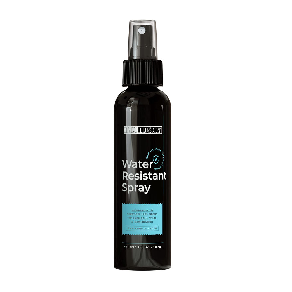 Hair Illusion water-resistant spray bottle ready for wet conditions and long-lasting style.