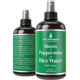 Hair Thickness Maximizer biotine menthe eau-riz spray, pulvérisation pour nourrir le cuir chevelu.