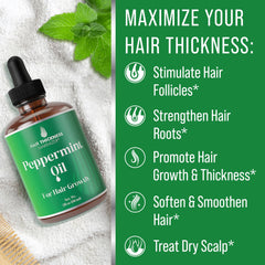 Ingredients list of Hair Thickness Maximizer Peppermint Oil highlights clean vegan formula