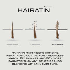 Hairatin fibers being brushed for a seamless blend.