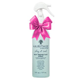 Hairitage heat protectant spray bottle shown for protection during heat styling