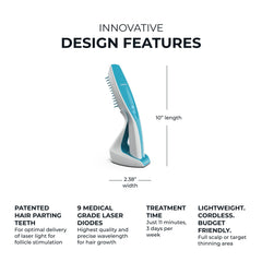 Hairmax Ultima 9 Classic exclusive parting teeth for precise coverage